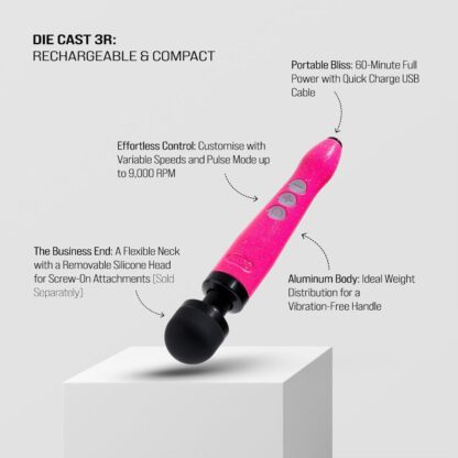 Doxy Die Cast Wand Rechargeable HOT PINK - Image 4