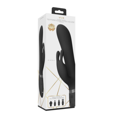 Vive Chou Double Action Interchangeable Rabbit Vibrator Black - Image 4